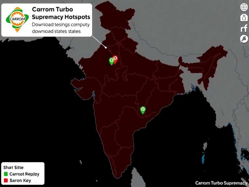 Map of India showing Carrom Turbo Supremacy download hotspots across different states